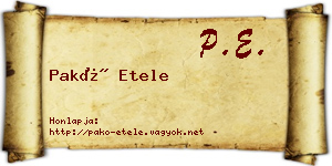Pakó Etele névjegykártya